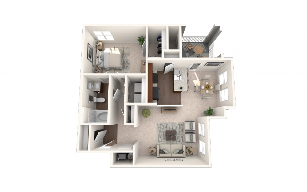 The Cardinal - 1 bedroom floorplan layout with 1 bath and 847 square feet. (Carpet)