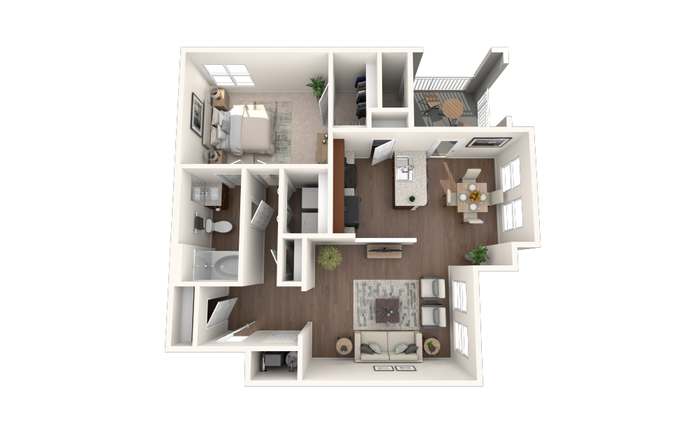 The Cardinal - 1 bedroom floorplan layout with 1 bathroom and 847 square feet (Vinyl)