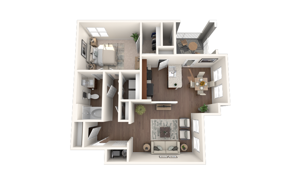 The Cardinal - 1 bedroom floorplan layout with 1 bath and 847 square feet. (Vinyl)