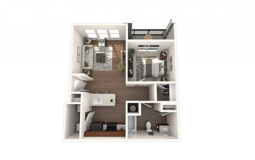 The Finch - 1 bedroom floorplan layout with 1 bath and 800 square feet. (Vinyl)