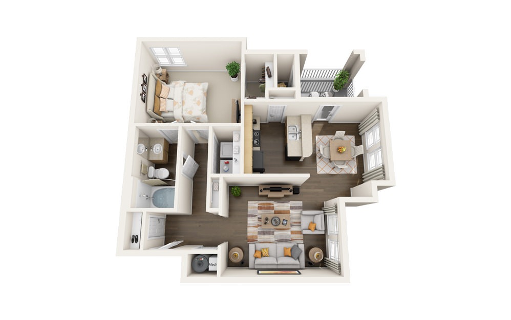 The Cardinal - 1 bedroom floorplan layout with 1 bath and 847 square feet. The Cardinal - 1 bedroom floorplan layout with 1 bath and 847 square feet.