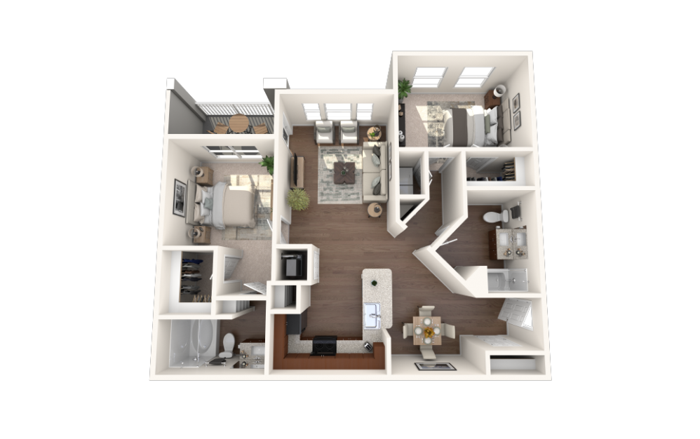 The Ibis - 2 bedroom floorplan layout with 2 bathrooms and 1211 square feet (Vinyl
)