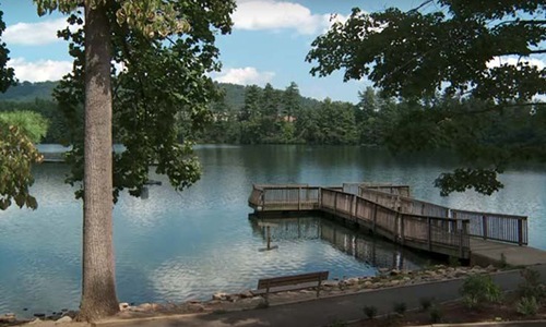 dock extending into a lake