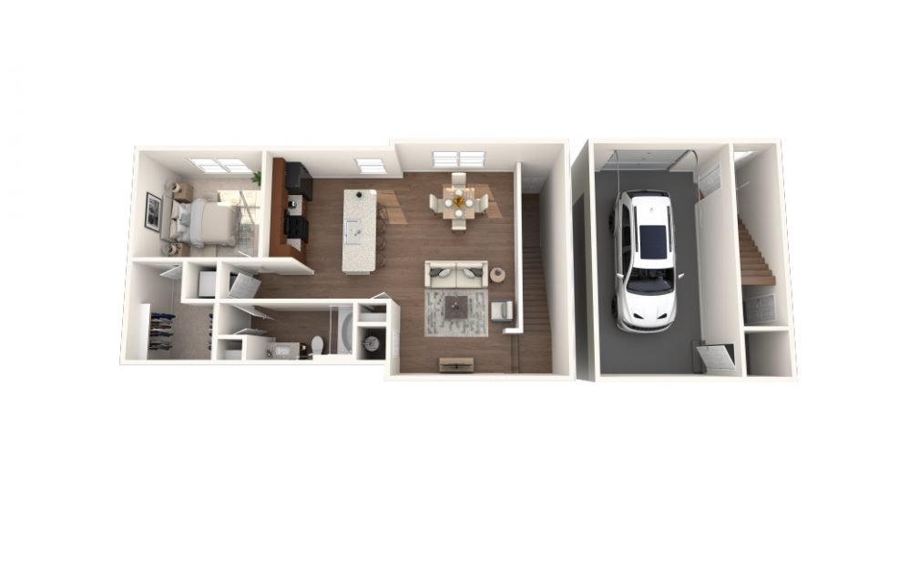 The Sparrow - 1 bedroom floorplan layout with 1 bath and 945 square feet.