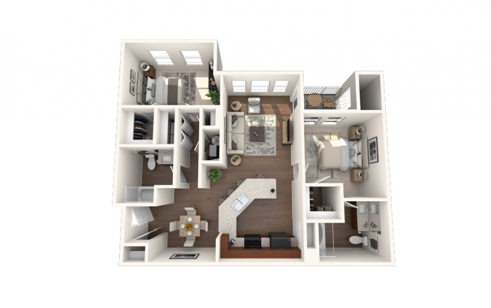 The Whippoorwill - 2 bedroom floorplan layout with 2 baths and 1133 square feet. (Vinyl)